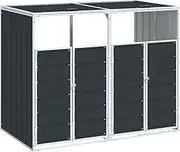 vidaXL Wheelie Bin Storage for Double Bins - Anthracite Steel Garbage Bin Enclosure - 144x81x113 cm - Powder-Coated, Corrosion Resistant, Weather Durable - Front Doors with Automatic Lid Mechanism