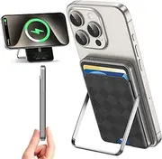 LUCKYDUO Wireless Portable Charger with Wallet/Stand 5,000 mAh,Ultra Slim Battery Pack with Phone Holder,Compact Magnetic Power Bank Compatible with iPhone 16/15/14/13/12 Series