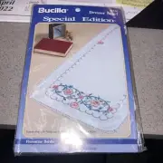 Bucilla Stamped Cross Stitch/Embroidery Dresser Scarf - Florentine Border - New