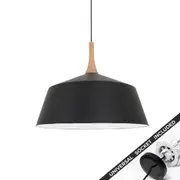 Snap Lighting Nordic Timber and Metal Dome Downlight to Pendant Light Conversion Kit Black Large