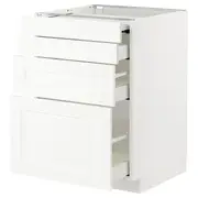 METOD / MAXIMERA bc w pull-out work surface/3drw, white Enköping/white wood effect, 60x60x80 cm