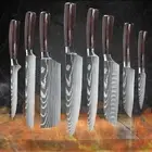 8pcs Chef Knife Set Damascus Pattern Stainless Steel Cleaver Kitchen Knives AU