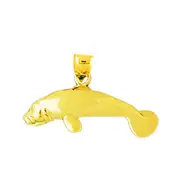 14K Gold 30MM Manatee Pendant