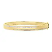 0.76 CT 14K Yellow Gold Channel Set Baguette Round Diamond Bangle Bracelet Lock