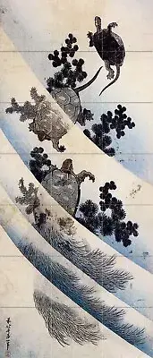 Three Turtles in Water Mural Ceramic Backsplash Japanese D?cor Tile #447