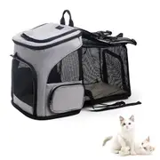 Expandable Large Cat Backpack Carrier for Small Pets-Grey