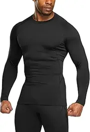 [TSLA] Men’s Thermal Compression Base Layer Shirt | Fleece-Lined Long Sleeve Top for Winter Running & Training (1 or 2 Pack)