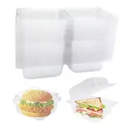 100Pack Clear Plastic Hinged Food Containers,Clear Plastic Square Take 100 PCS