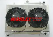 QLD-42MM Aluminum Radiator+Fan shroud+ 2 fan for Skyline R33 R34 GTST RB25DET MT