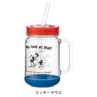 在飛比找樂天市場購物網優惠-日本迪士尼 復古米奇 單把附蓋/吸管 瓶子造型 水杯/果汁杯