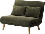 OIKITURE 2-Seater Lounge Chair Sofa, Double Folding Sofa Chair with Thick Padding, Multi-Functional Furniture Sofa Chair Flat Bed for Livingroom Apartment Office Study, Green