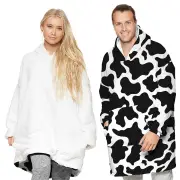 TARRAMARRA® Reversible Hoodie Blanket Unisex Cow Print - Cow Pattern / One Size