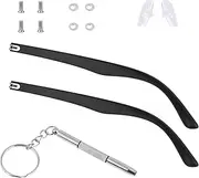 KALIONE 1 Pair Glasses Arm Replacement, Glasses Legs Replacement Eyeglass Arm Replacement Eyeglasses Arms Legs Replacement Accessories With Screws, Washers, Screwdrivers, Nose Pads (Black), Black