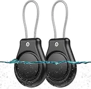 DEERLET 2 Pack Airtag Holder with Wire Cable, Airtag Keychain Holder,IPX8 Waterproof,360° Hard Protective,Secure Lock,Air Tag Holder for Apple Air tag for Key Chain,Key Ring,Luggage