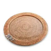 Vagabond House Large Handmade Round Basket Tray - Natural Wicker Ratan Trays ...