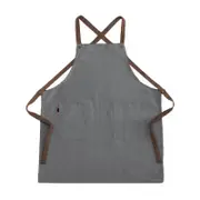 Catzon Canvas Cross Back Apron with Adjustable Straps and Pockets for Kids Adult-Light Grey