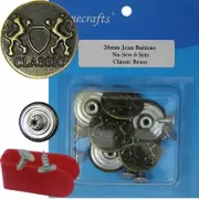 20 mm No-Sew Brass Replacement Jean Tack Buttons (20A26) 6 CT. w/Tool