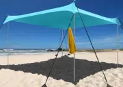 Beach Shade Windproof Design, Sun Shelter UPF50+ 10x10 FT 4 Pole Turquoise