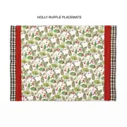 Mackenzie Holly Ruffle Placemats Childs Set Of 4 New
