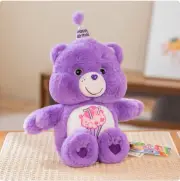 Cartoon Birthday Bear Plush Toys Cute Soft Stuffed Dolls For Baby Kids Purple