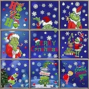9 Sheets Christmas Decorations Window Clings - 102pcs Christmas Window Stickers Double-Sided with Christmas Tree Reindeer Snowflakes Decals for Christmas Holiday New Year Home School Party Supplies
