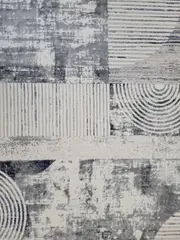 Diana Arc Lines Cream Blue Modern Rug