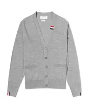Thom Browne Button-Up Knitted Cardigan 1,2,3,4,5 light gray