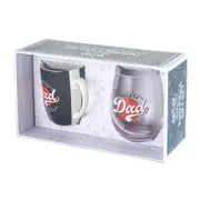 2pc Best Dad Ever 400ml Coffee/Tea Mug & Stemless Wine Glass Tumbler Cup Set