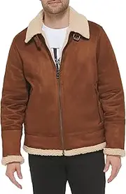 [Calvin Klein] Mens Faux Leather Jacket Men - Bomber Jacket With Shearling Lining, Shearling Lined