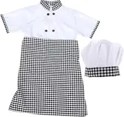 [SOLUSTRE] 1Set Unisex Chef Costume Short Sleeve Blouse with Apron and Hat for Role Play and Dress Up for Ages Height