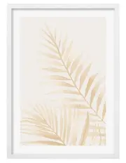 [Profile Australia] Australian Made Watercolour Palm Leaves Beige Art Print A3 in White Frame