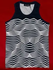 Neil Barrett ZIG-ZAG Print Sleeveless T-Shirt/Tank Top. XS