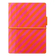 Filofax Domino Patent Pocket Organiser Diary/Task Planner Orange/Pink Stripes