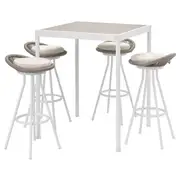 SEGERÖN bar table and 4 bar stools, swivel outdoor/white/beige Frösön/Duvholmen