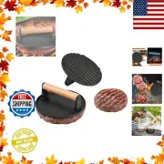 Hamburger Press,Cast Iron Grill Press,Heavy Duty Bacon,Steak and Burger Press