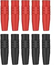 4mm Banana Plug, 10PCS Banana Plug Coupler Female to Female Insulated Banana Socket, Plugs Bullet Connectors, Solder Type Adapter, Banana Plug Cable Connector (RD+BK)