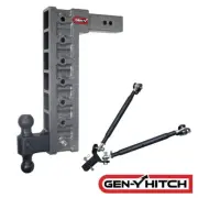 GENY Mega-Duty 21K 18" Drop 2.5" Adjustable Hitch Stabilizer Dual Ball 3K Tongue
