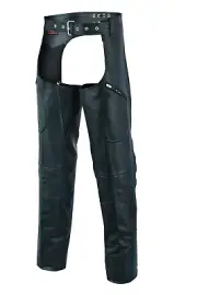 LuxHide Mens Top-Grain Cowhide Black Premium Motorcycle Leather Chap