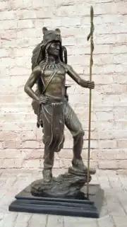 Native American Indian Art Chief Eagle Bust Bronze Marble Statue Gallery A Decor