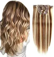 Ombre Clip in Hair Extensions Real Human Hair, 6pcs Soft Balayage Hair Extensions Clip in Human Hair Clip in Extensions for Women,22inch