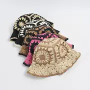Women Ethnic Straw Sun Hat Bucket Folding Beach Floppy Fashion Summer Boho