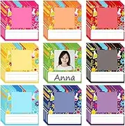 Whaline 45 Pcs Back to School Name Tag Stickers Colored Science Photo Nameplates Self-Adhesive Label Decals for Students Desk Classroom Bulletin Board