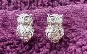 Origami Owl Silver Owl Earrings NEW Retired Swarovski Crystal Eyes