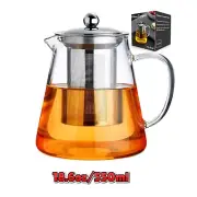550ML Glass Teapot with Removable Infuser for Loose Tea, Stovetop Tea Kettle