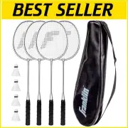 Elite 4 Player Badminton Set - Complete Rackets and Shuttlecocks for Families