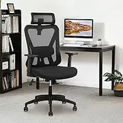 Ergonomic Office Chairs,Mesh Desk Chairs with Wheels, Task Chair with Ergonomic Lumbar Support,Gaming Chair with Headrest,3D Armrest Home Office Study Chair Black