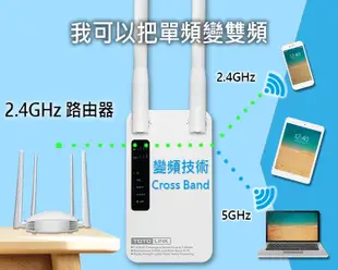 TOTOLINK AC1200雙頻無線訊號強波器 EX1200T,1200MBps橋接無線網路中繼 WiFi寬頻分享器