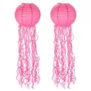 2Pcs 31x10in Jellyfish Paper Lantern, Rose Red
