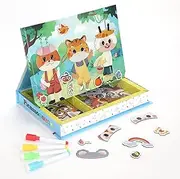 Picassotiles 108pcs Reusable Magnetic Face Sticker Puzzle Book Drawing Board Set for Kids,Educational and Learning Activity Books, Toys & Activity, STEM Learning Toys, Early Education Toys,Gifts Boys