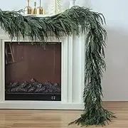 MIZII Christmas Norfolk Pine Garland 6FT Artificial Real Touch Faux Greenery for Xmas Indoor Outdoor Home Decor